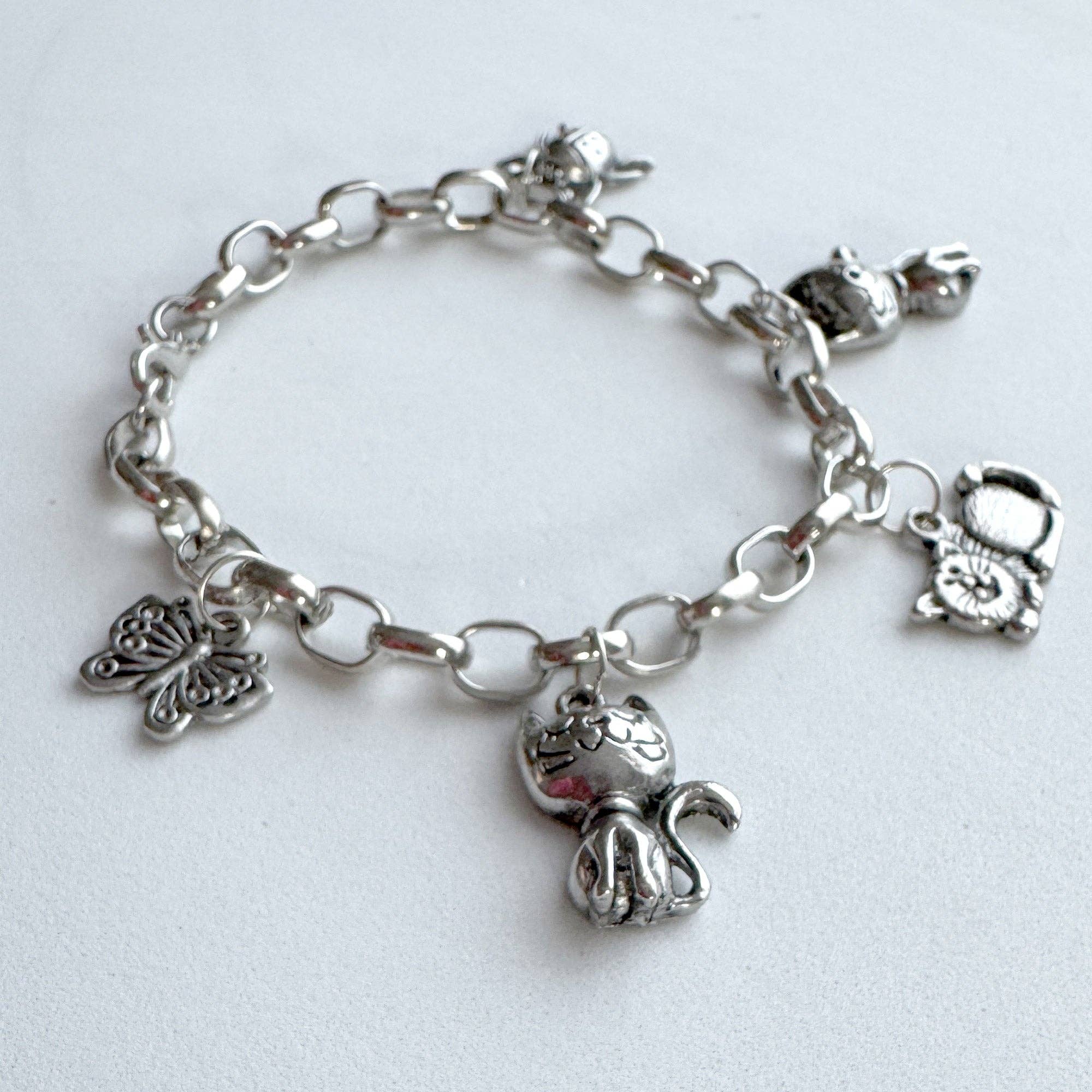 Jewelry Made by Me – Kit de artesanato DIY por atacado – Conjunto de 9 Peças de Charms de Abelha, Borboleta e Joaninha em Prata Antiga1