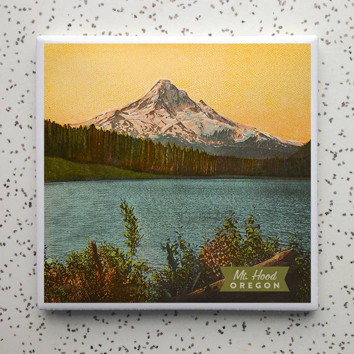 Mt Hood Sunset Tile Coaster for wholesale by Robot Candy