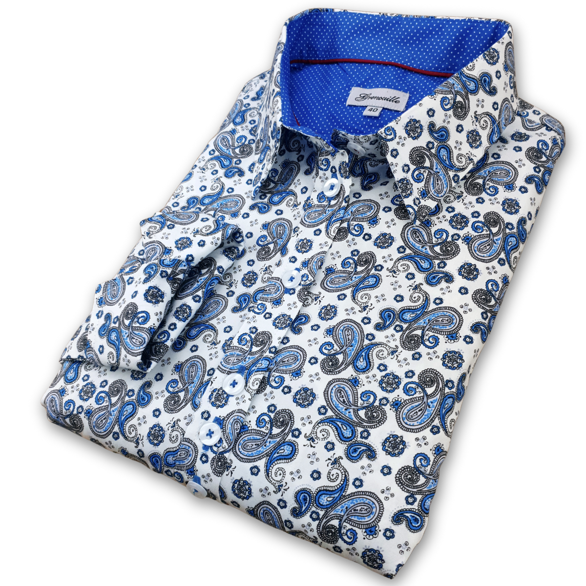 Salamander Shirts Ltd - Vente Chemise – femme - Chemise femme à manches longues bleu roi à motif cachemire3
