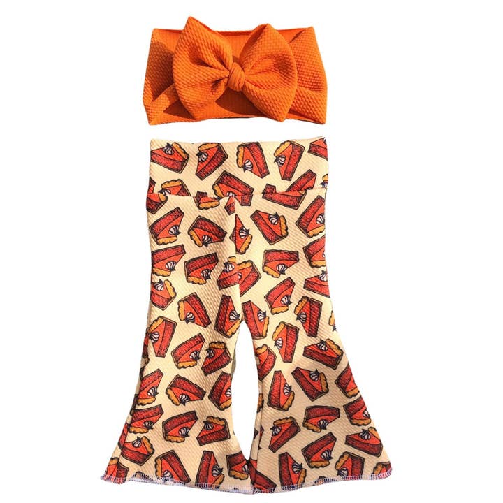Tenue à pattes d'éléphant avec tarte à la citrouille pour Thanksgiving pour la vente par Tiny toes Baby Co