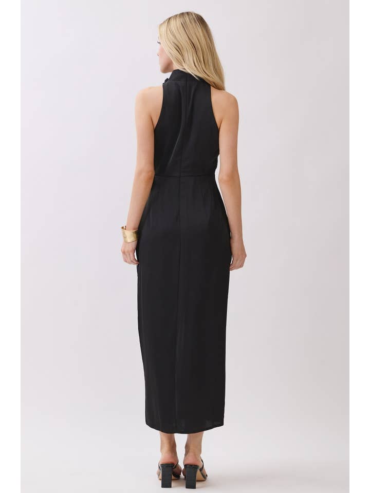 Peace Love Line - Wholesale Dress - Women's - PM1015 - SOLID WOVEN MIDI DRESS WITH SLIT2