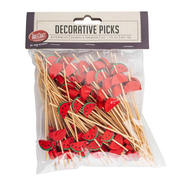 TableCraft Products Company - Wholesale Cake/Cupcake Topper - 4.5" Decorative Picks (Watermelon), Pack of 100