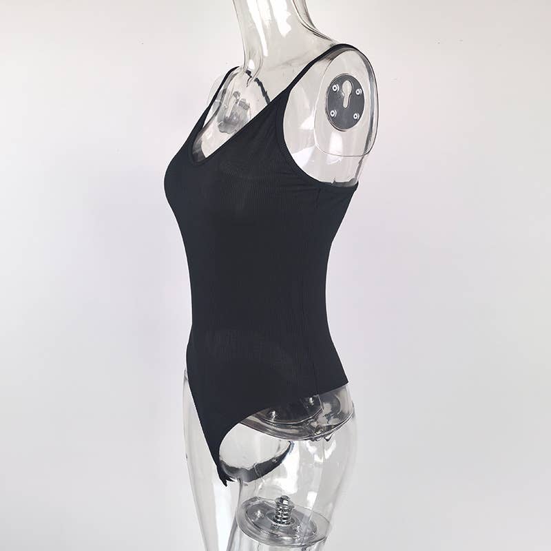 Rosa Clothing - Wholesale Bodysuit - Women's - Basic Base Sexy V-Neck Suspender Bodysuit0