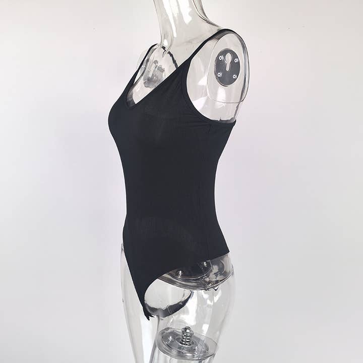 Rosa Clothing - Wholesale Bodysuit - Women's - Basic Base Sexy V-Neck Suspender Bodysuit