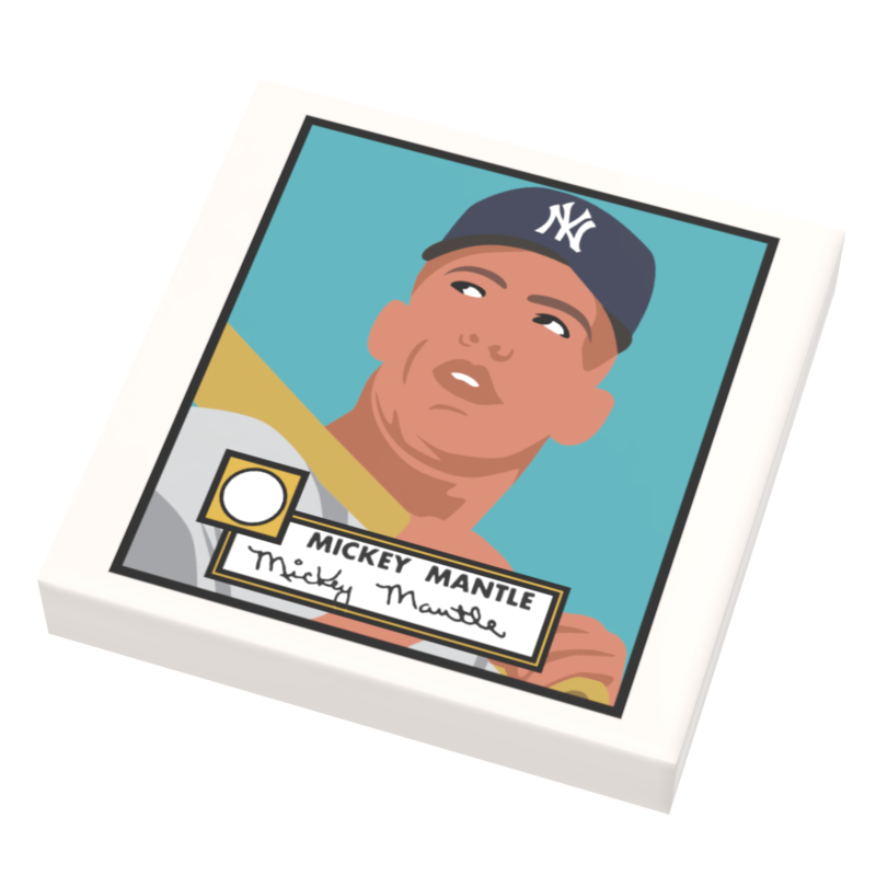 B3 Customs – Großhandel Tischdeko – Mickey Mantle Baseball-Karte (2x2 Kachel) hergestellt mit LEGO-Teil0