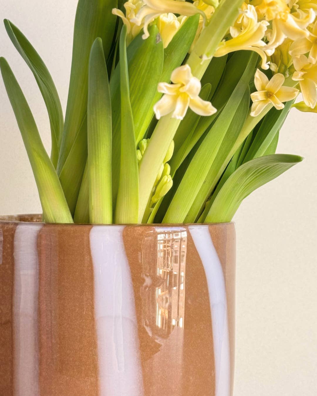 The Blue Heron - Wholesale Vase - Amber Brown Striped Glass Vase - 6.7" Tall, Handblown 2