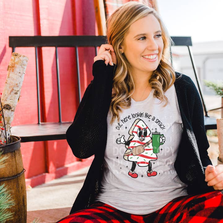 Cash & Drix Wholesale - Wholesale Screen Printed T-Shirt - Women's - Out Here Lookin' Like A Snack - Christmas - Tee