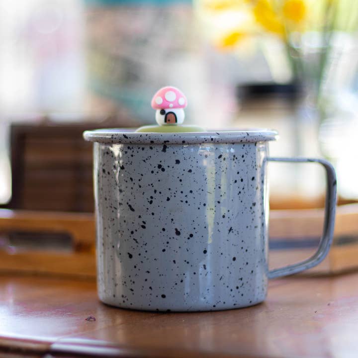 Float2infuse Tea Infuser - Wholesale Tea Strainer/Infuser - Mushroom Cottage | Floating Tea Steeper | Green Base | Pink1