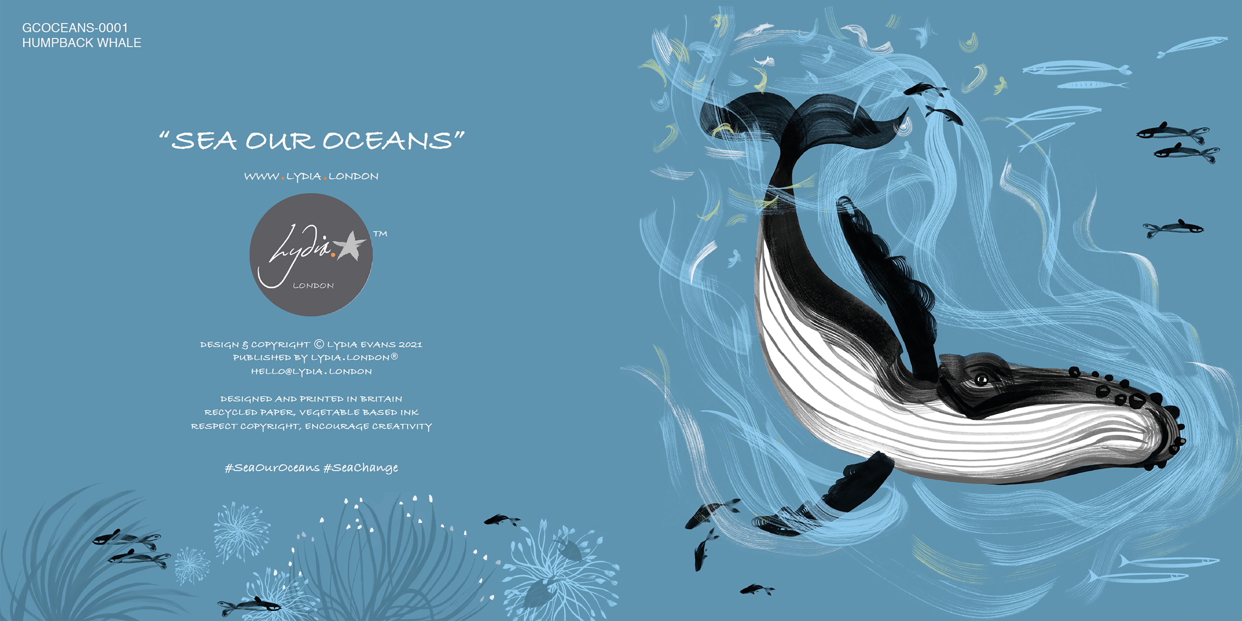 Lydia. London – wholesale Everyday greeting card – SEA OUR OCEANS 'HUMPBACK WHALE' CARD5
