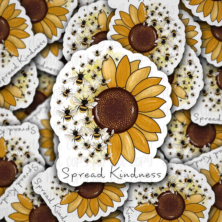 Spread kindness bee sunflower Die cut sticker 3-5 Business Day TAT for wholesale by It's Transfer Time