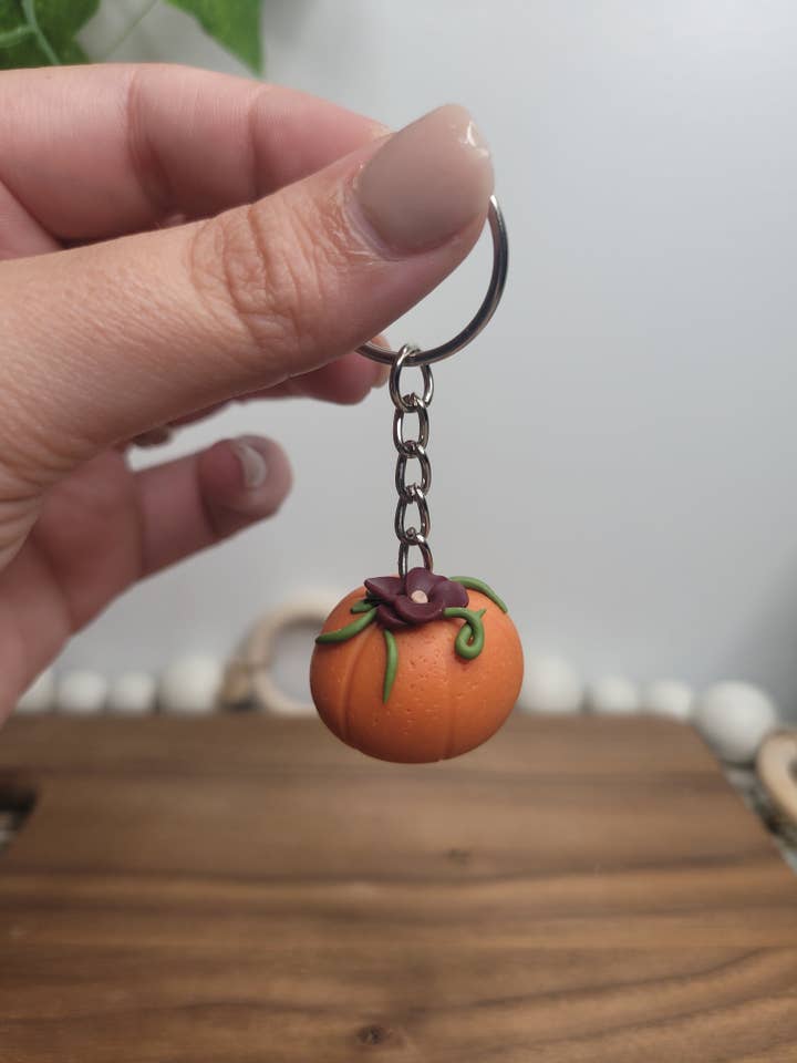 Polymer Clay Pumpkin Keychain for wholesale by MK Lovely Boutique