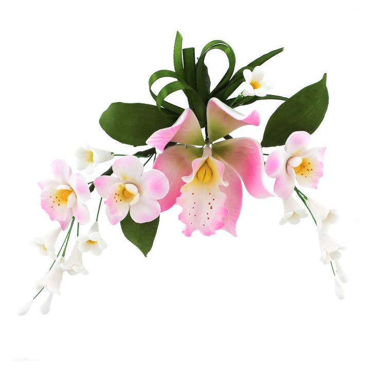 Global Sugar Art - Wholesale Artificial Flowers - Orchid Sugar Cake Flower Sprays, Pink Cymbidium Orchid Spray, by Global Sugar Art