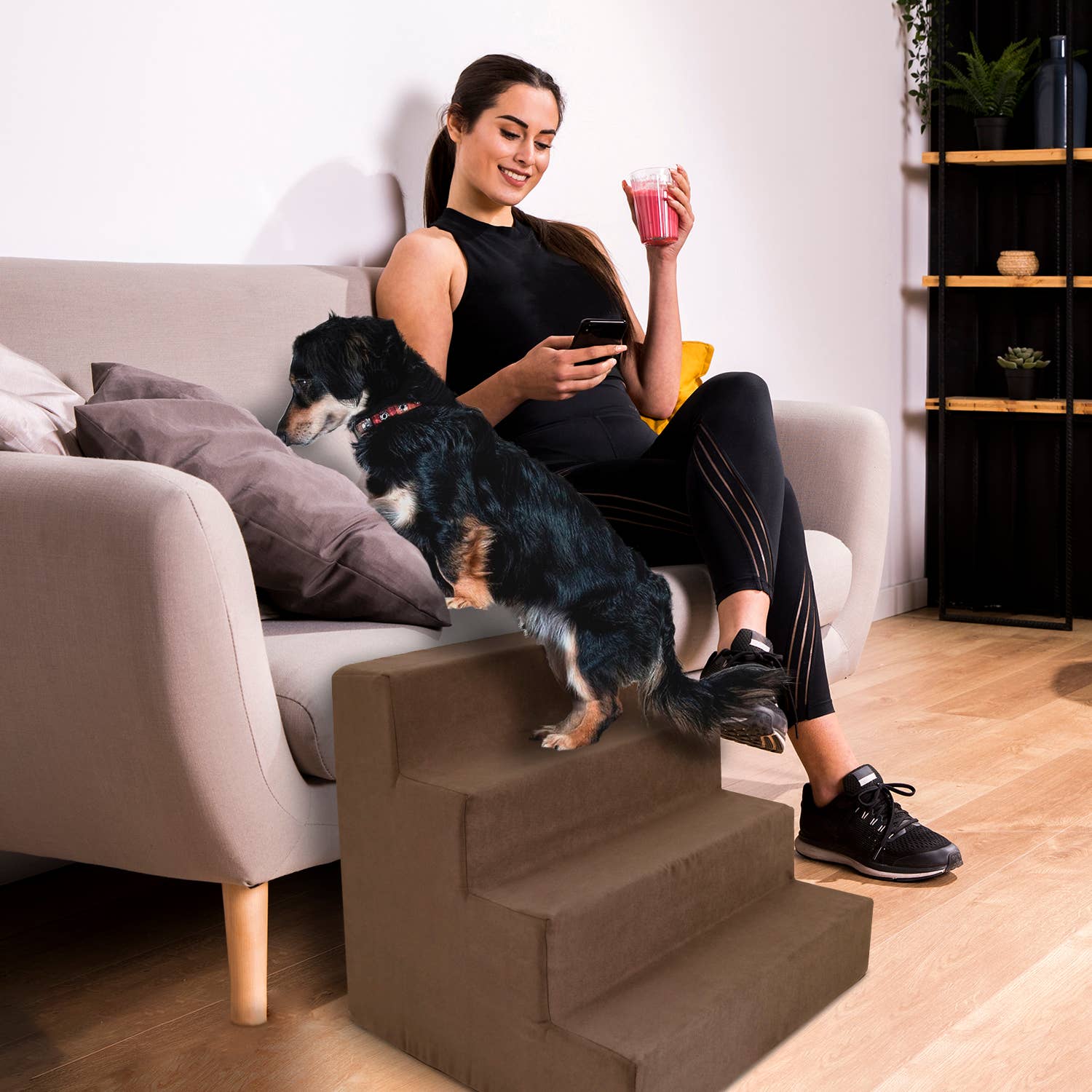 Precious Tails - Vente Escalier et rampe – chat et chien - Precious Tails Escalier pour animaux de compagnie en mousse haute densité 4 étapes4