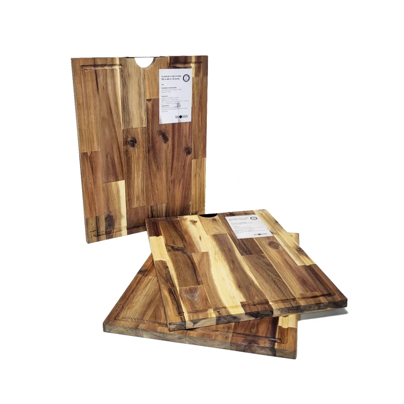 VewoTex - Wholesale Cutting Board - Premium cutting board made of acacia wood » Kitchen board 30 x 40 x 1.5 cm » Grill wooden board with juice groove » Serving board & carving board0