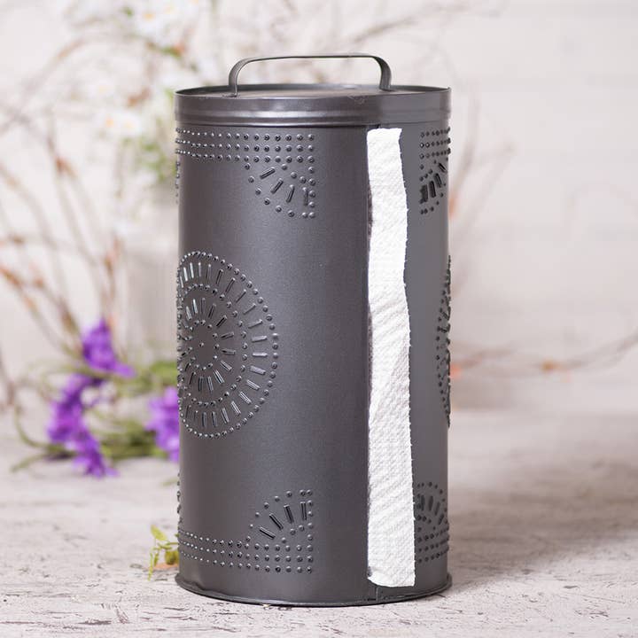 Irvin's Tinware - Wholesale Paper Towel Holder - Punched Tin Paper Towel Dispenser in Smokey Black1