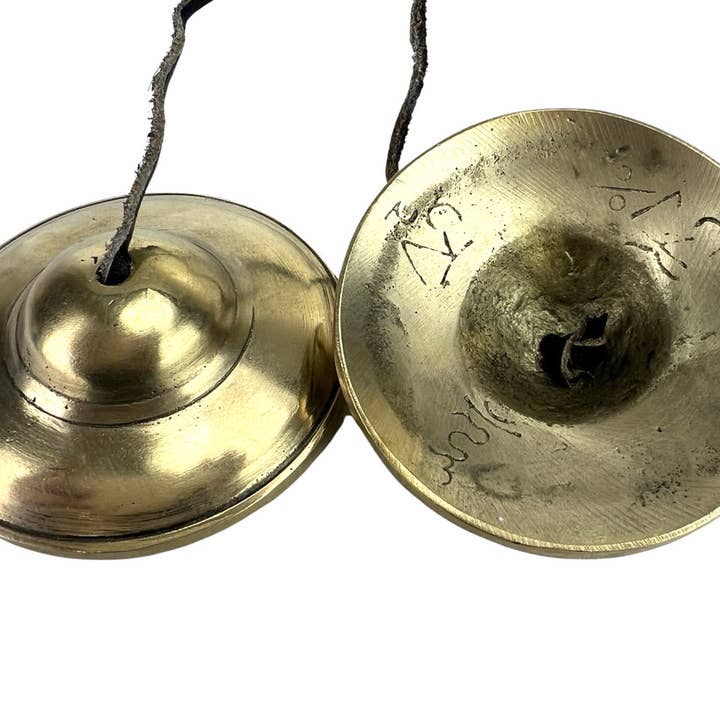 HK Higher Knowing - Wholesale Meditation Supplies - Medium Golden Tibetan Hand Tingsha Cymbals1