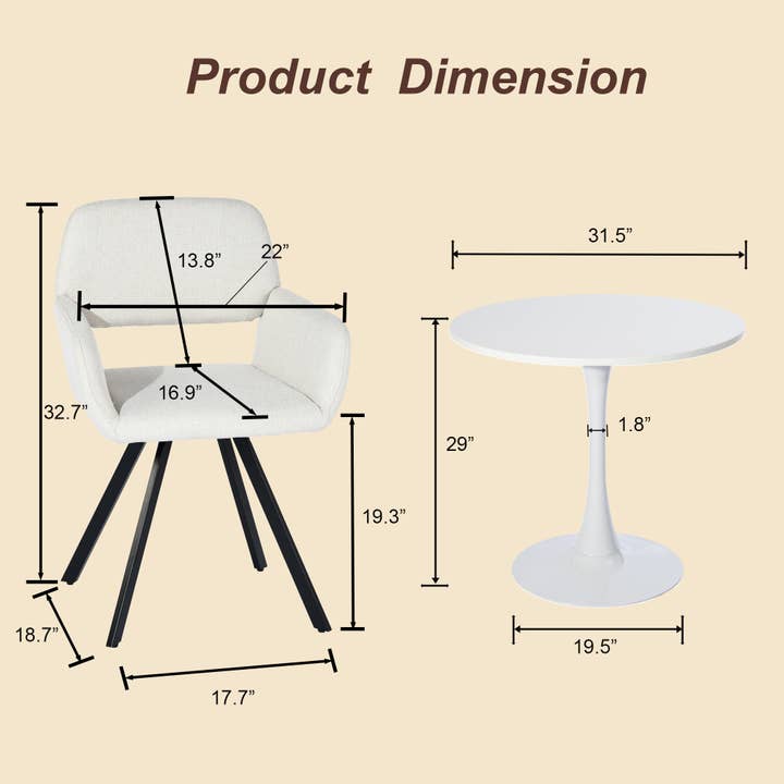 39F Inc. - Wholesale Patio Set - 3-Piece Dining Set With Round Table and 2 Optional Chairs1