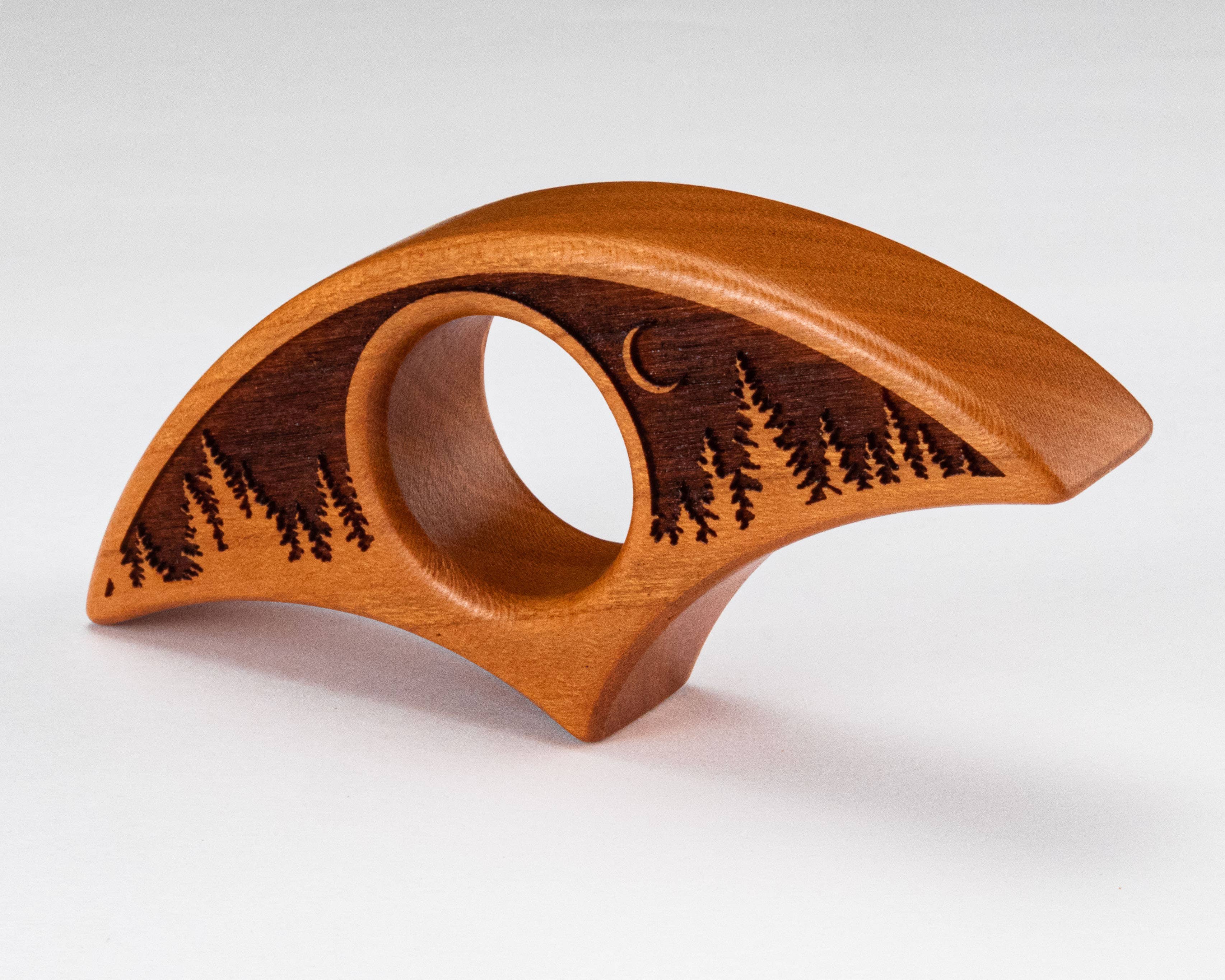 Woodland Woodworx - Wholesale Book Holder - Thumb Page Holder, "Moonlit Forest" Design, Cherry Wood2
