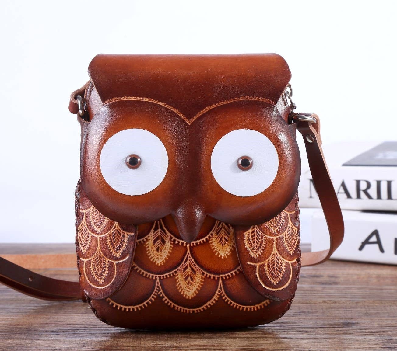 Sunflower Handmade leather inc - Wholesale Crossbody Bag - Women's - Leather large owl purse handbag crossbody3