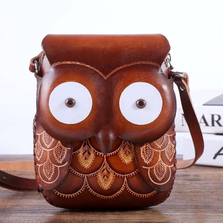 Sunflower Handmade leather inc - Wholesale Crossbody Bag - Women's - Leather large owl purse handbag crossbody3