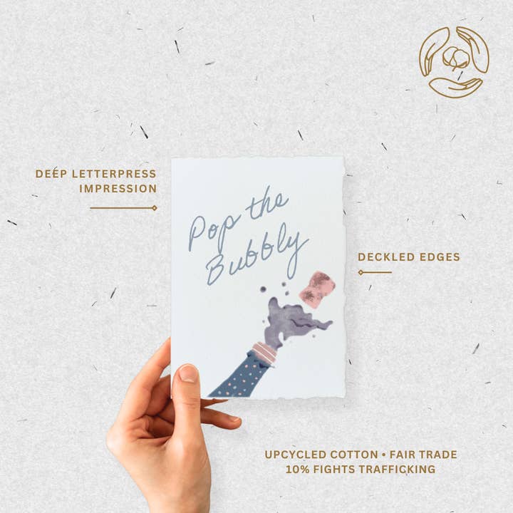 Paper Baristas - Wholesale Congratulations Card - Pop the Bubbly | Eco-Friendly Congrats Greeting Card
