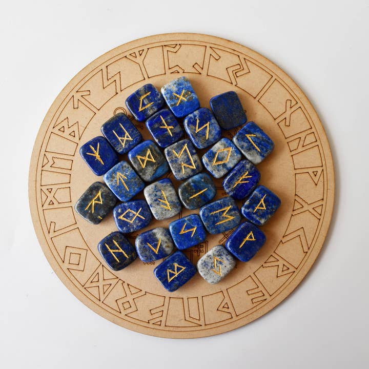 Soothing Crystals - Wholesale Spiritual Stone/Crystal - Futhark Rune Set| Lapis Lazuli | Rune Stones| Runic Crystals2