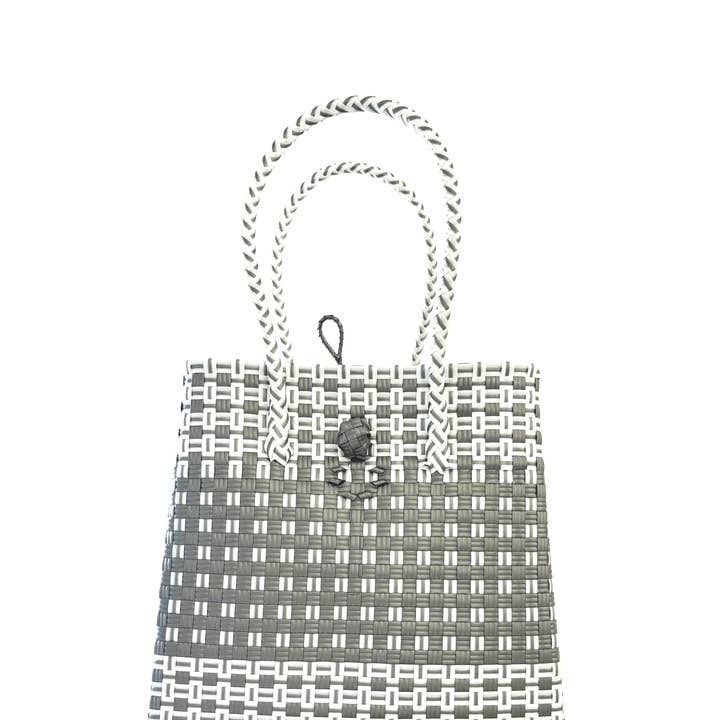 Pure Di Casa - Wholesale Tote bag – Women's - Silhouette Smoke Stripe – Woven Tote With Two-Tone Banding1