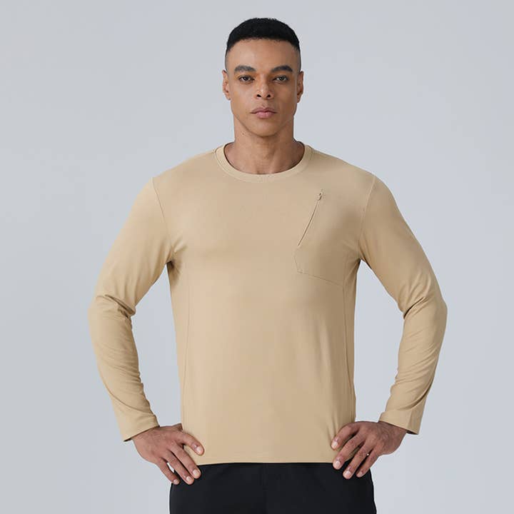 Sodalemon - Wholesale Athletic top – men's - Men Quick-Dry Round-Neck Training Long Sleeve T-Shirt5