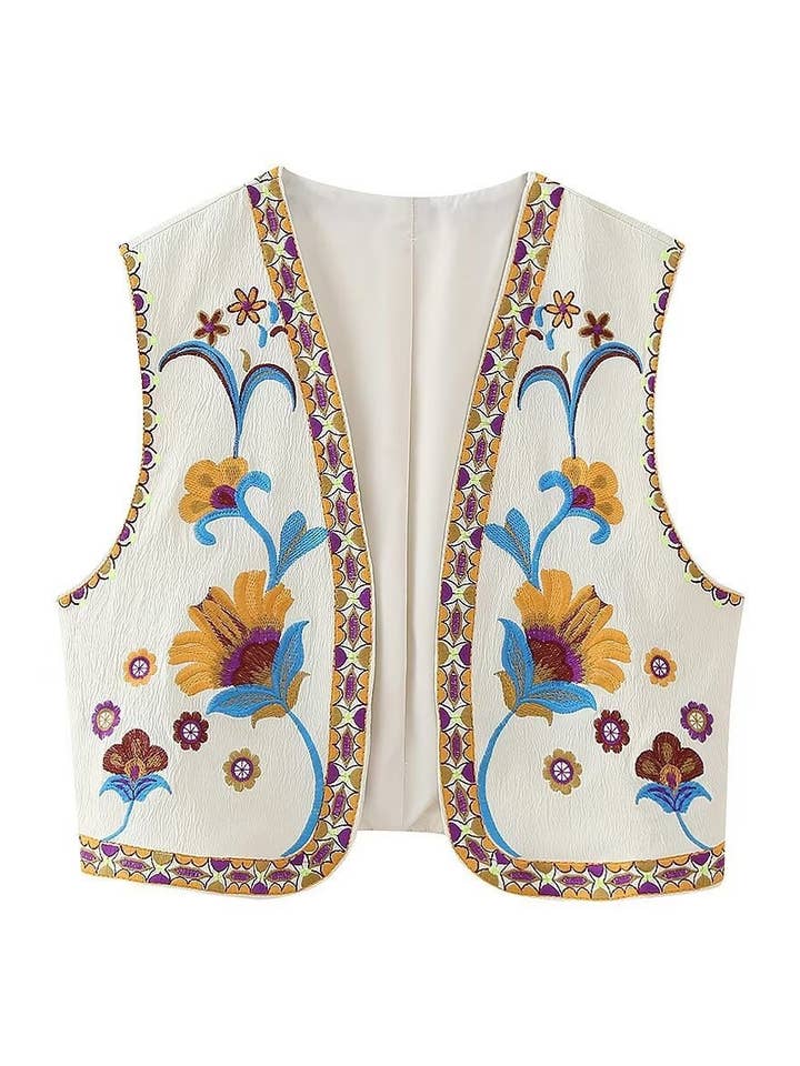 Vogue Vintage Embroidered Cardigan Vest for wholesale by Rosa Clothing