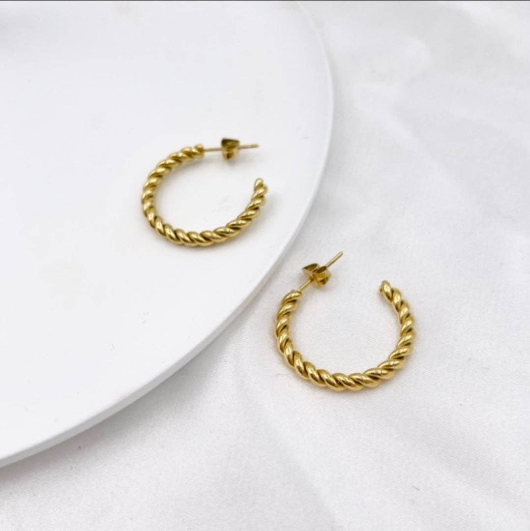 Daemon srls - Vendita all'ingrosso Orecchini a cerchio - BLAKE - Orecchini a cerchio torchon in acciaio inossidabile1