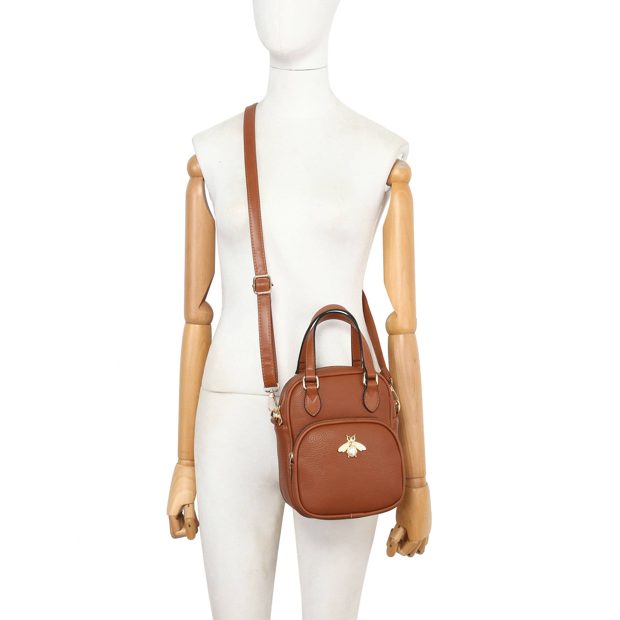 Papaya Fashion Ltd - Venta al por mayor Bandolera - Mujer - B23021-Bee Badge Bolso bandolera con cremallera en la parte superior y bolsa de agarre10