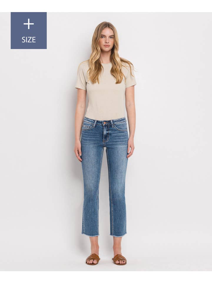 FIVE STEPS TO HEAVEN PLUS SIZE MID RISE CROP STRAIGHT JEANS V2750-P for wholesale on Faire