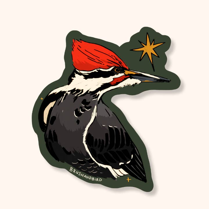 Pileated Woodpecker Sticker | Waterproof Vinyl Bird Sticker for wholesale by Brush & Bird Paper Co.