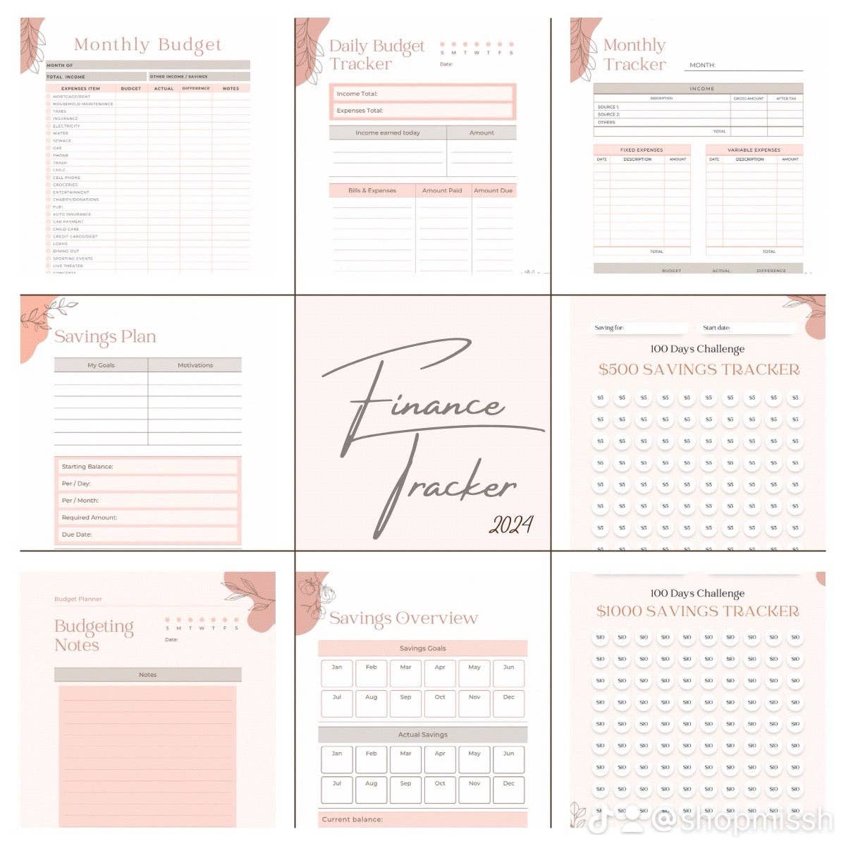 Missh Shop - Wholesale Planner - 8x5 Finance Tracker - Eco friendly9