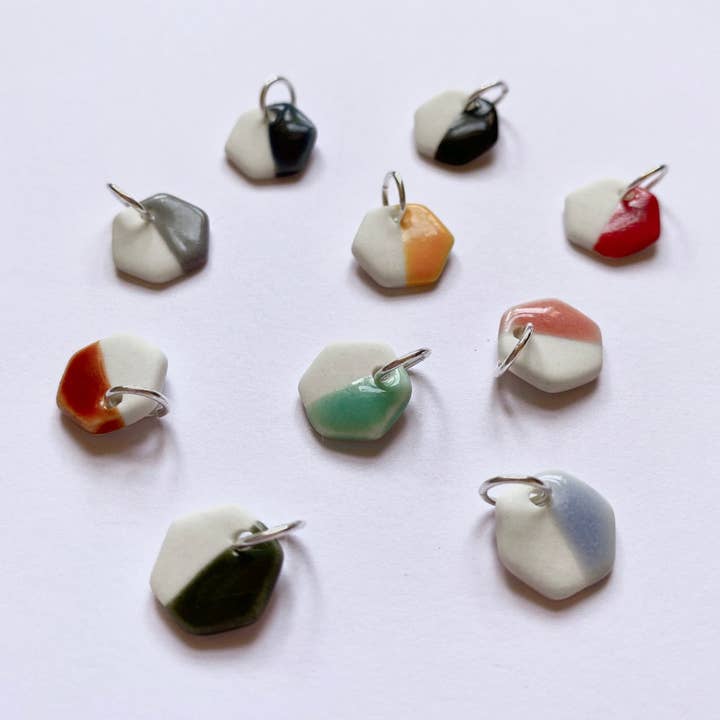 Hexagon Half and Half Glaze Pendant Necklace - Medium for wholesale by Keramika MCR