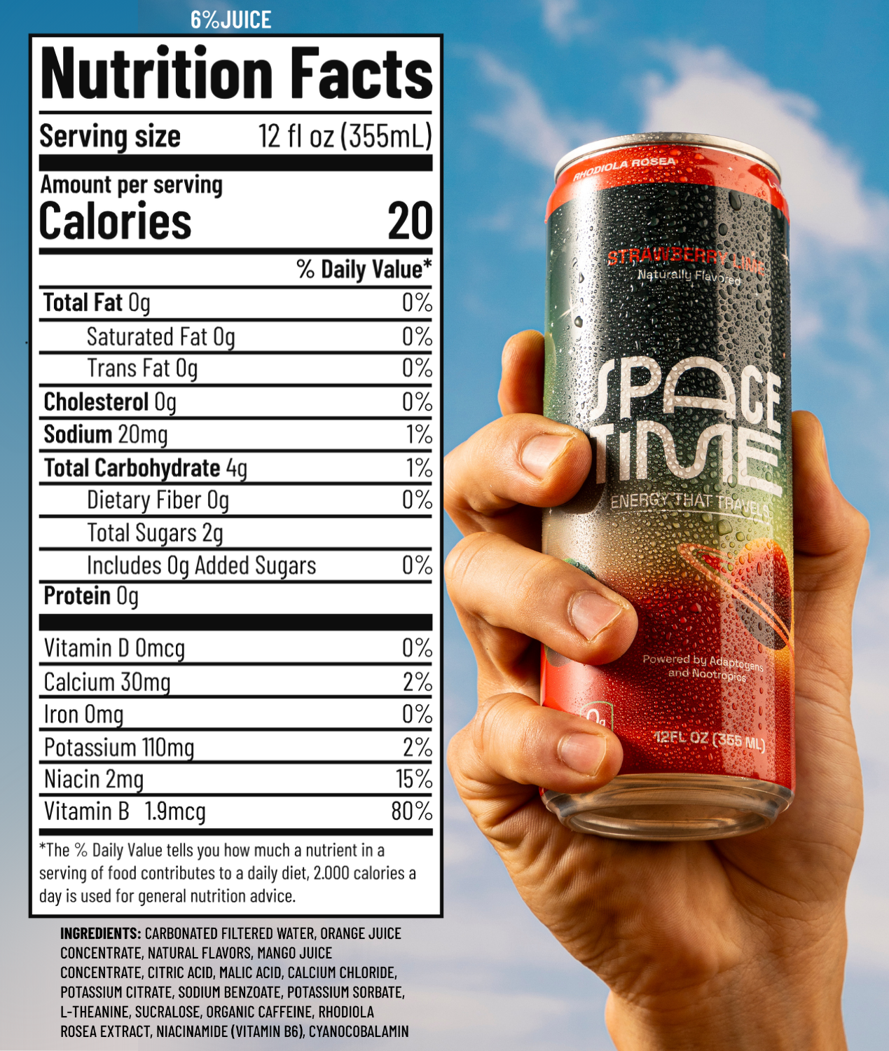 SpaceTime - Wholesale Sports/Energy Drink - STRAWBERRY LIME - (12 Pack)1