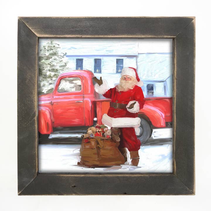 Santa with red truck for wholesale by ginger blue