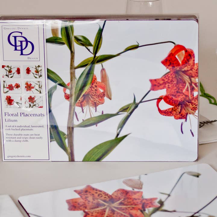 Gregory Dennis Design - Wholesale Placemat - 6 Floral Placemats - Lilium7