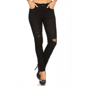 Judy Blue Black Tummy Control Faux Leather Straight Pants - Whiskey Skies