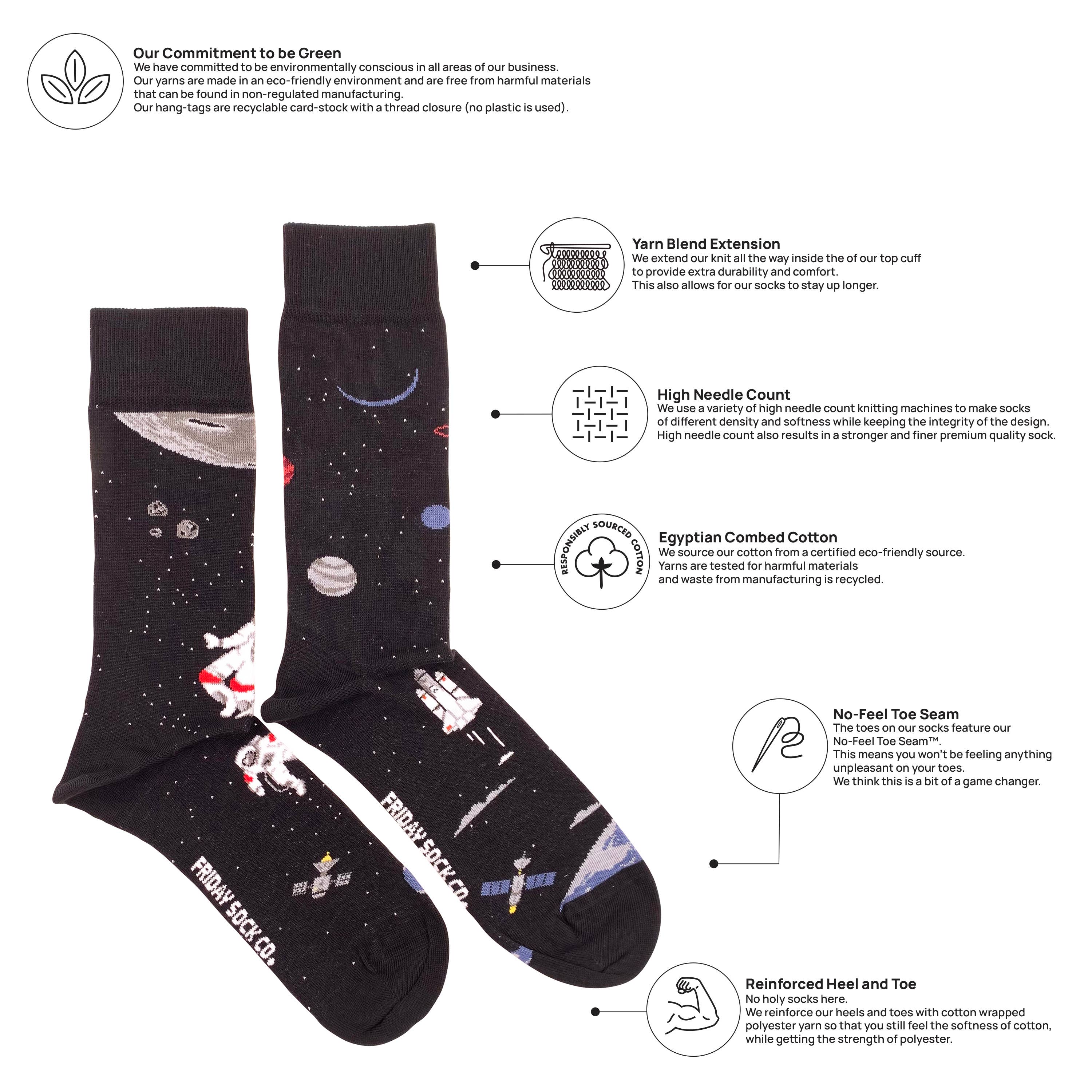 Friday Sock Co. - Vente Chaussettes – homme - Chaussettes homme motif scène spatiale dépareillées1