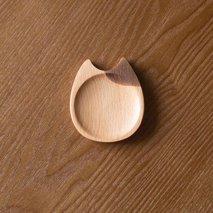 MinoCraft - Wholesale Serving Utensil - Wooden spoon and plate with cat pattern3