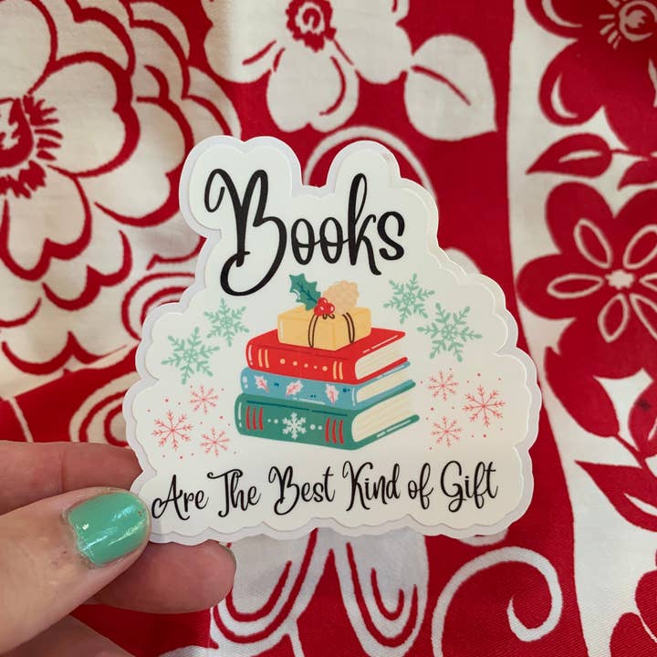 Angi Bock Robertson Art - Wholesale Sticker - Christmas Book Lover Reading Sticker 3" Vinyl2
