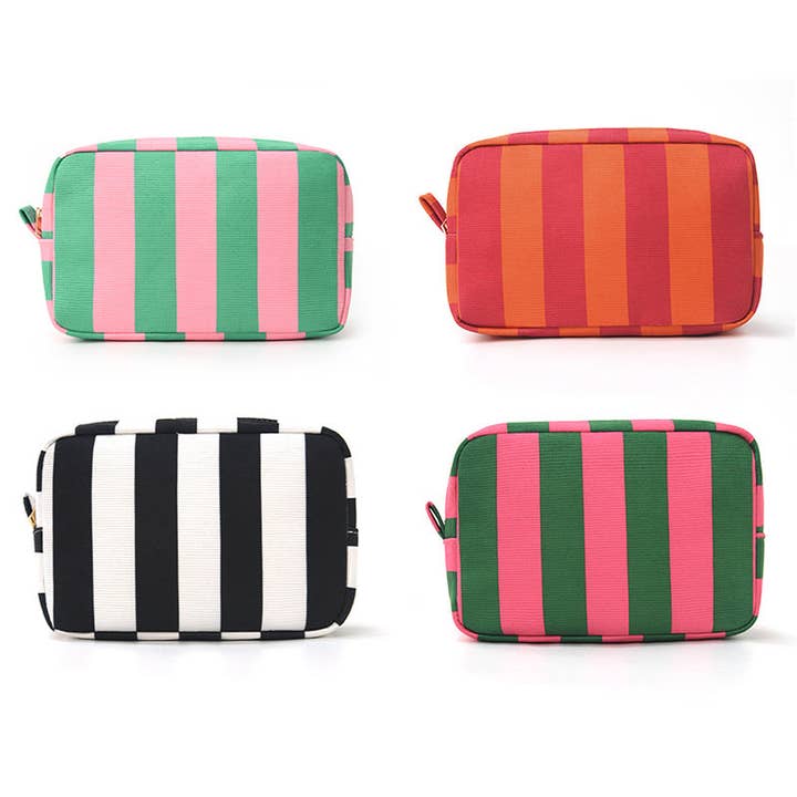 Corduroy Striped Makeup Pouch Travel Toiletry Bag for wholesale by Auraquise