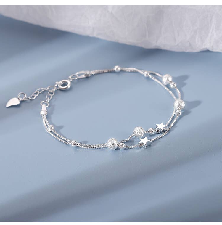 Gemscape UK - Wholesale Bedelarmbandje - Moon & Star dubbele armband van sterling zilver3