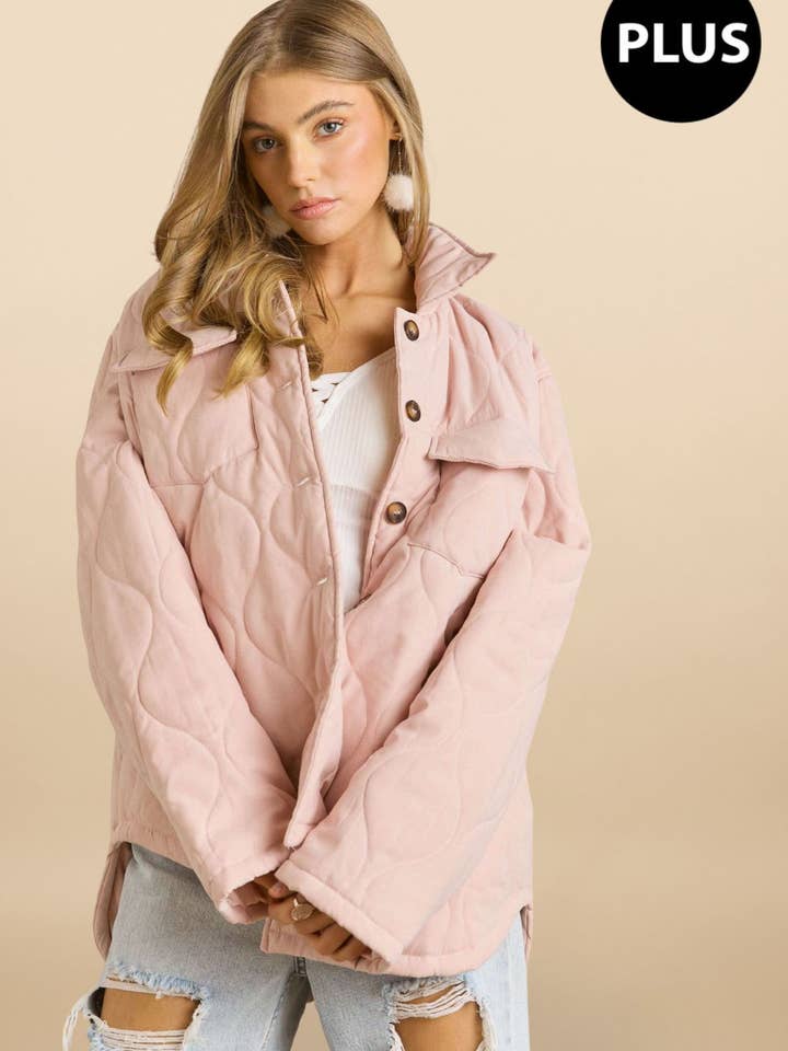 ADORA LA - Wholesale Jacket - Women's - CEJ2640X -PLUS SOLID QUILTED JACKET SIDE POCKET0