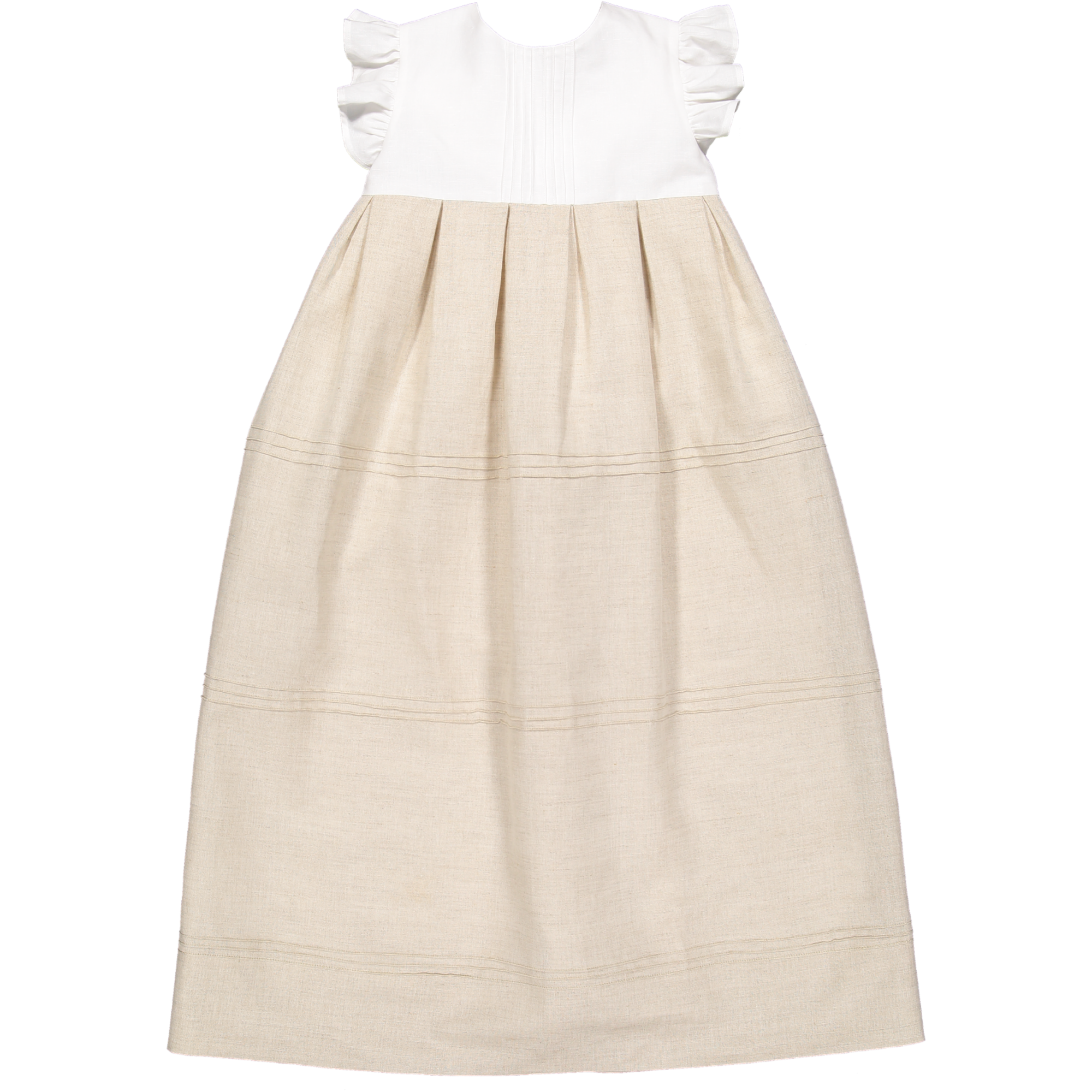 Nós e Tranças - Wholesale Jurk - Kinderen - Wit-beige lange jurk met ribstructuur1