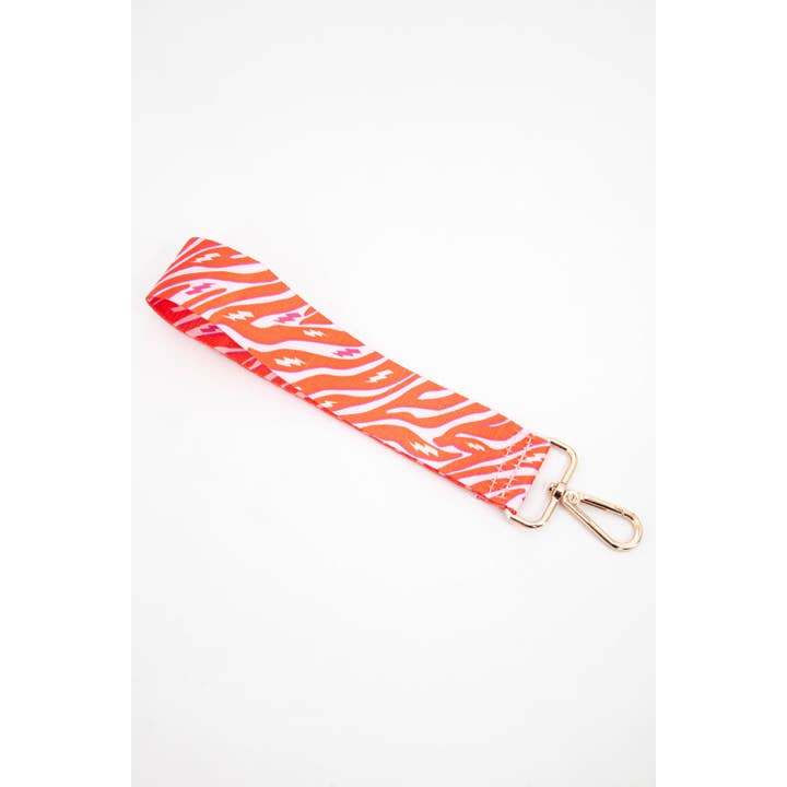 Sarta Accessories - Wholesale Bag strap – women's - Two Tone Zebra & Lightning Bolt Wrist Strap in Pink & Orange