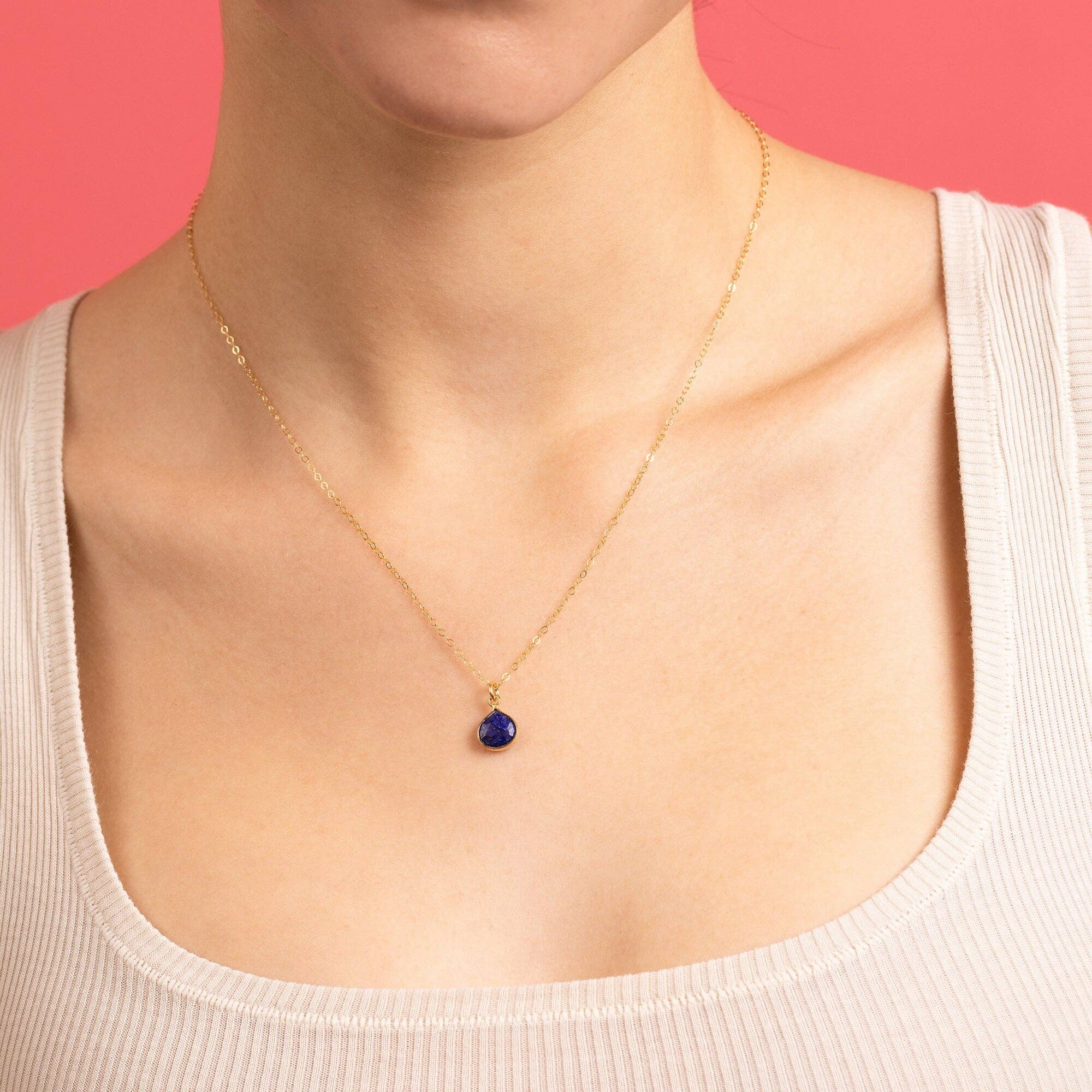 Soul & Little Rose - Wholesale Pendant/Charm Necklace - Lapis Lazuli Teardrop Gemstone Gold Necklace1