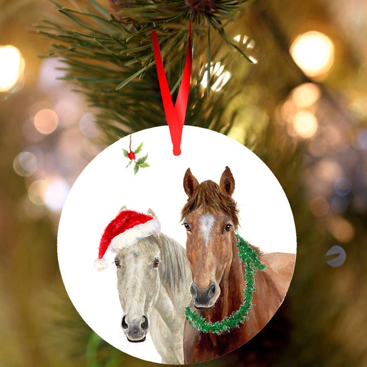Decorazione natalizia / festiva in ceramica, cavalli, cenere e stella per la vendita all'ingrosso da parte di Field and Fur Gifts