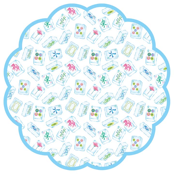 Mahjong x Brake Ink Scalloped Paper Placemats | Set of 24 for wholesale by Lucy Grymes Designs